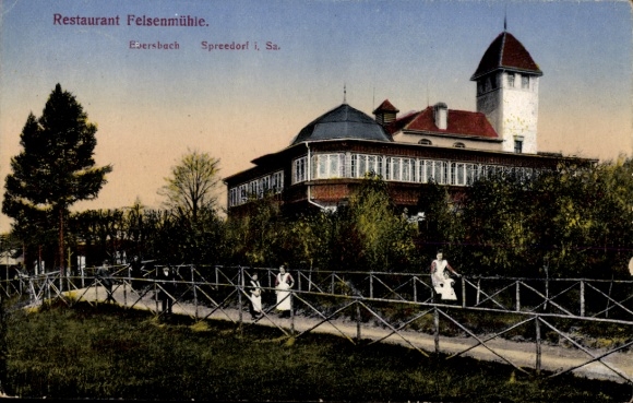 Postcard Spreedorf Ebersbach in Upper Lusatia, Restaurant Felsenmühle