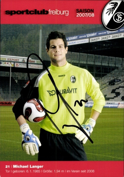 Autogrammkarte Fußballer Michael Langer, SC Freiburg, Autogramm