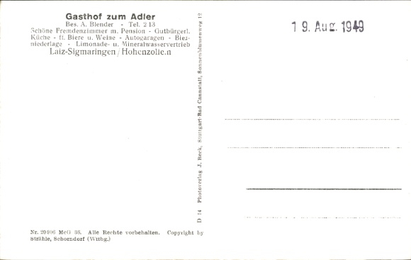 Ak Laiz Sigmaringen an der Donau, Fliegeraufnahme, Gasthof zum Adler, Inh. A. Blender