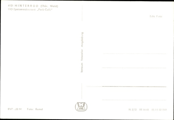 Postcard Waffenrod Hinterrod Eisfeld Thuringia, Park Cafe, HO dining restaurant