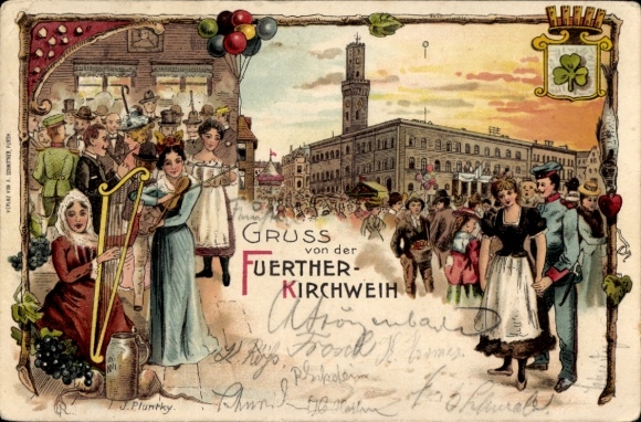 Postwaardestukken litho Fürth in Midden-Franken Beieren, Fürther Kirchweih, PP 21 D1 01