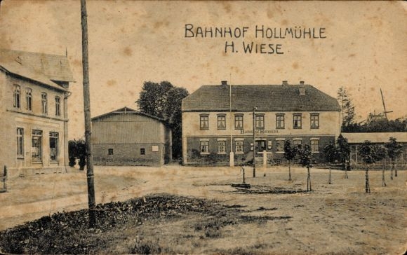 Ak Hollmühle Struxdorf in Schleswig Holstein, Bahnhof Hollmühle