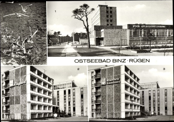 Postcard Seebad Binz on Rügen, FDGB convalescent home Arkona, Rügen, Rugard and Stubbenkammer