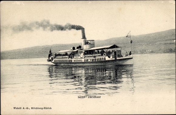 Ak Lake Zurich, salonstoomboot Waldensweil