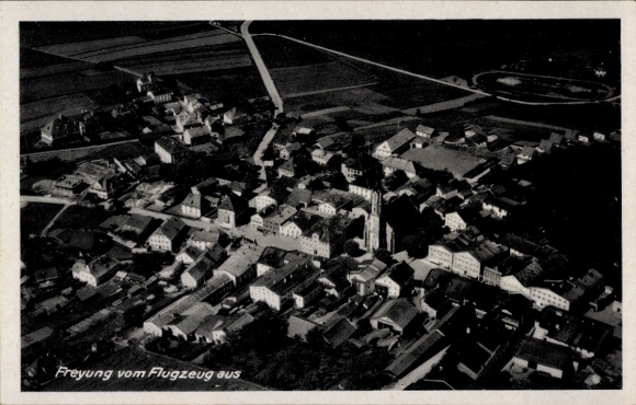Postcard Freyung in the Bavarian Forest, aerial photograph
