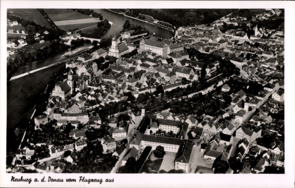 Postcard Neuburg an der Donau Upper Bavaria, aerial photograph of the city