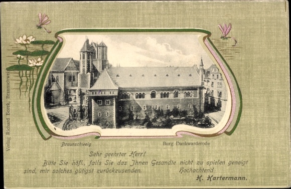 Jugendstil Passepartout Ak Braunschweig in Niedersachsen, Burg Dankwarderode