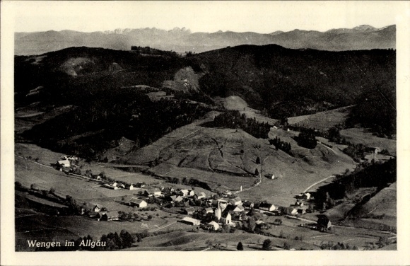 Postcard Wengen Weitnau in Allgäu Swabia, aerial photograph