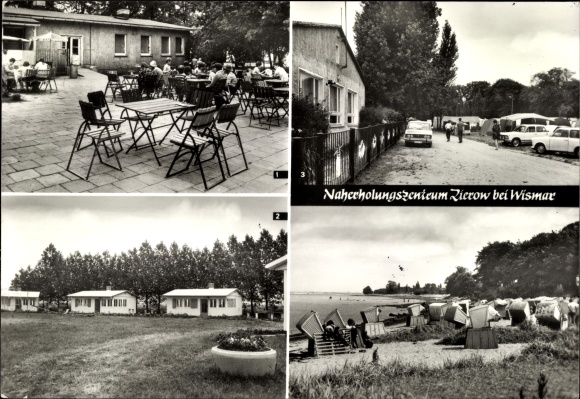 Postcard Zierow in Mecklenburg, restaurant Strandperle, holiday property VEB combine geodesy, campground
