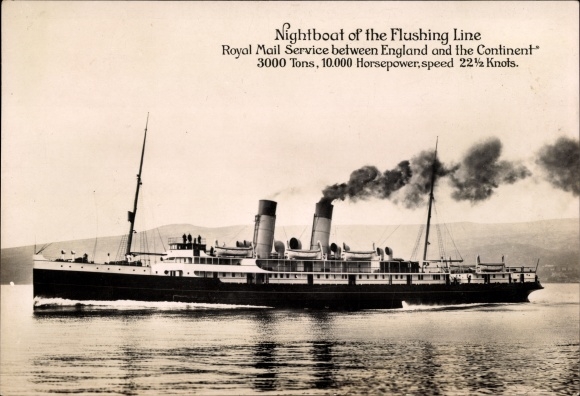 Postcard Steamer Prinses Juliana, Zeeland Steamship Co., Nightboat of the Flushing Line