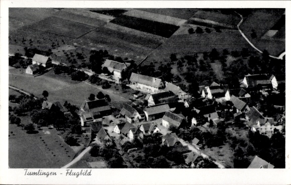 Ak Tumlingen Waldachtal im Schwarzwald, Luftbild von  ländliche Umgebung, Häuser, Felder, Bäume