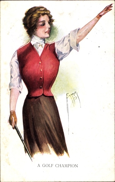 Artist PC Barber, Court, A Golf Champion, portrait of a Woman, Golfer