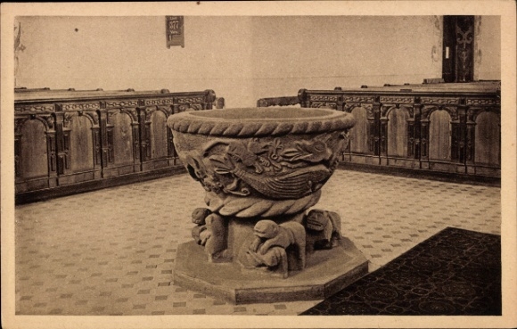 PC Freudenstadt in the Black Forest, baptismal font, Protestant town church, 11th century, Freudenstadt