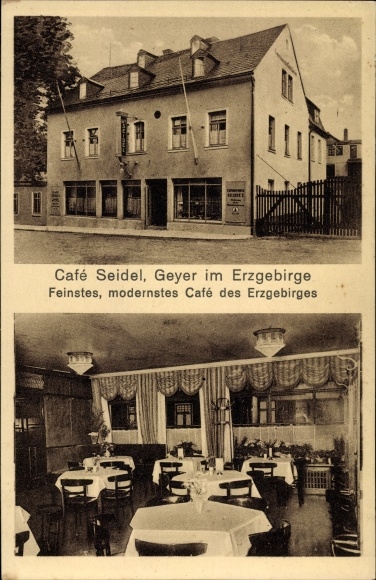 Ak Geyer in het Ertsgebergte van Saksen, Café Seidel, binnenaanzicht, hal