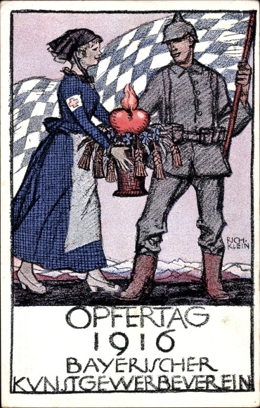 Artist PC Klein, Richard, day of sacrifice 1916, Bavarian Arts and Crafts Association, Red Cross