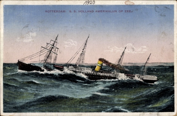 Postcard steamer, Holland-America Line HAL