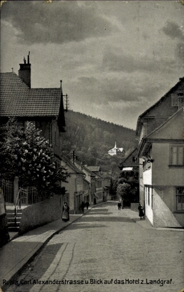Ak Ruhla in Westthüringen, Carl Alexander Straße und Blick auf das Hotel zum Landgraf