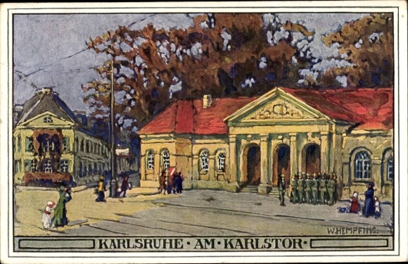 Artist Postcard Hempfing, W., Karlsruhe in Baden Württemberg, Karlstor