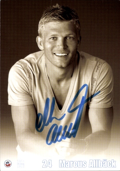 Autograph card footballer Marcus Allbäck, FC Hansa Rostock, autograph