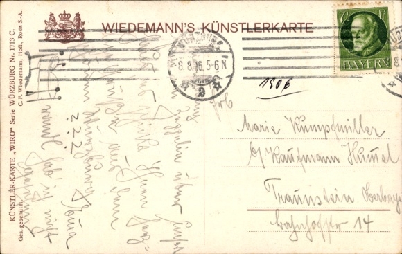 Artist Postcard Würzburg am Main Lower Franconia, Marienberg Fortress, Bridge, Mainpartie