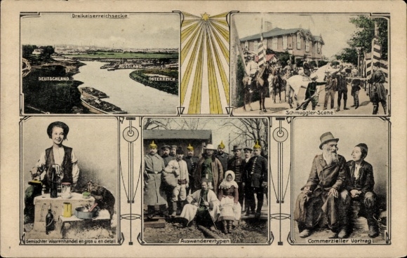 Ak Mysłowice Myslowitz Schlesien, Dreikaiserreichsecke, Deutschland, Österreich, Russland