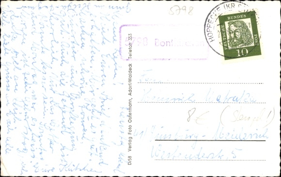 KP kraj stempla pocztowego 5798 Bontkirchen Brilon w Sauerland