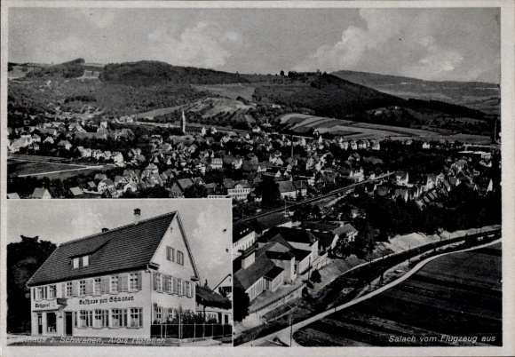 Ak Salach im Filstal, Luftaufnahme von  Big Haus 2, Schwanen, Landschaft