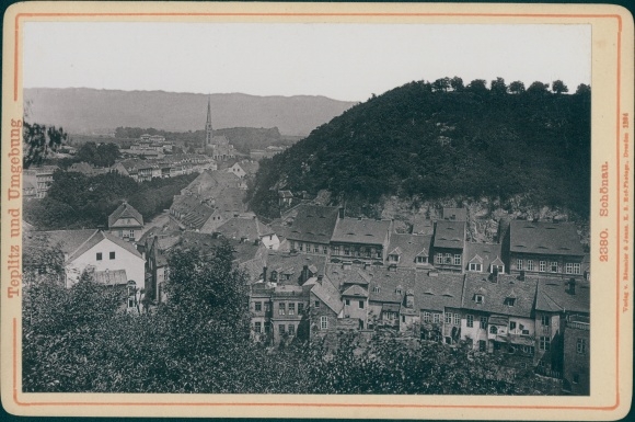 Cabinet photo Teplice Šanov Teplitz Schönau Aussig region, partial view, 1894