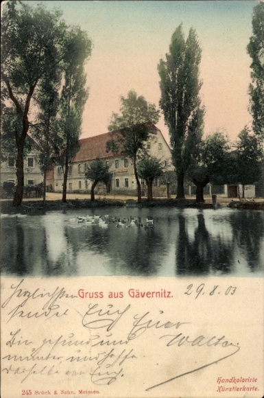 Postcard Gävernitz Priestewitz Saxony, partial view