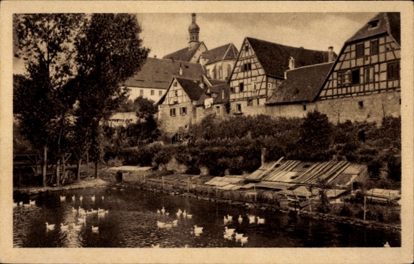 Postcard Bad Wimpfen am Neckar District Heilbronn, area at the Gänseteich, monastery