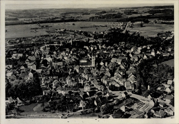 Postcard Wangen im Allgäu, aerial photograph