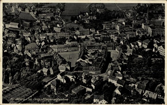 Postcard Kirchberg in Sachsen, aerial photograph