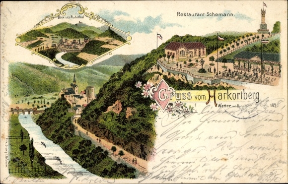 Chromo-Litho Wetter on the Ruhr, Harkortberg, Restaurant Schemann