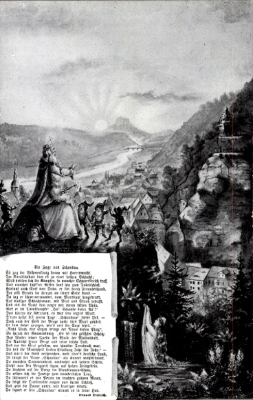 Postcard Bad Schandau Saxon Switzerland, Legend of Schandau