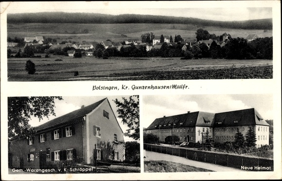 Ak Polsingen in Mittelfranken, Neue Heimat, Gemischtwarenhandlung, Totalansicht