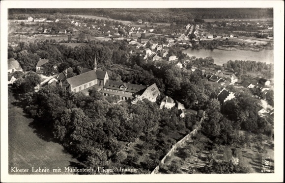 PC Kloster Lehnin in the Mark, aerial photo, mill pond