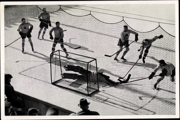 Collection picture Olympia 1936, ice hockey game Canada vs. Austria