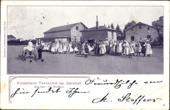Postcard Garstedt in Lower Saxony, children&#39;s home Tannenhof, Mrs. Stoffers