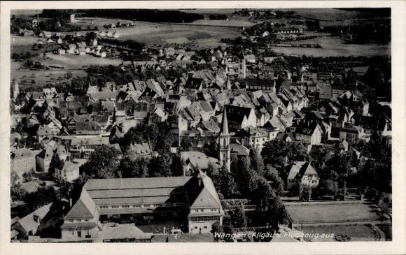 Postcard Wangen im Allgäu, aerial photograph