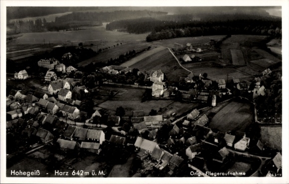 Postcard Hohegeiß Braunlage in the Upper Harz, aerial photograph