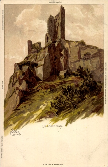 Artist Chromo-Litho Biese, C., Bad Honnef Rhein Sieg Kreis, Drachenfels