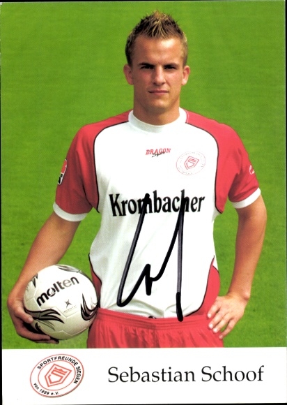 Autograph card footballer Sebastian Schoof, Sportfreunde Siegen, autograph