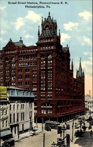 Postcard Philadelphia Pennsylvania USA, Broad Street Station