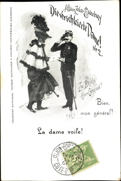 Artist Postcard Affaire Zola Esterhazy, La dame voile, The Veiled Lady, Dreyfus Affair