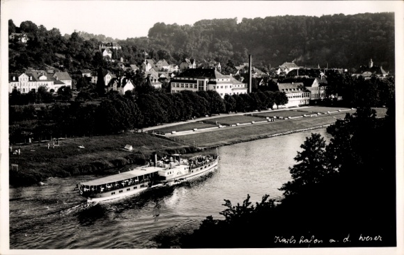 Postcard Bad Karlshafen on the Weser, riverside view