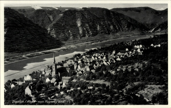 Postcard Dieblich on the Mosel, aerial photograph