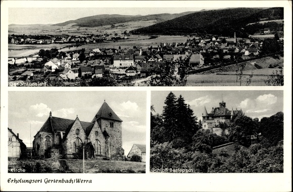 KP Gertenbach Witzenhausen dzielnica Werra Meißner, zamek Berlepsch, kościół, widok całkowity