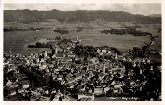 Postcard Isny im Allgäu, aerial photograph