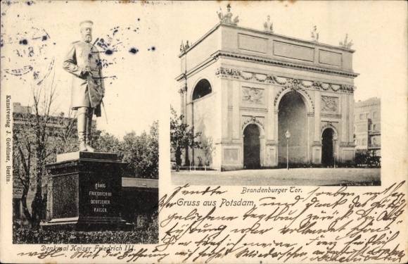 Ak Potsdam, Brandenburger Tor, Denkmal Kaiser Friedrich III.