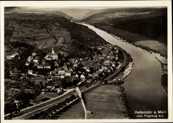 Postcard Hafenlohr am Main Lower Franconia, aerial photograph